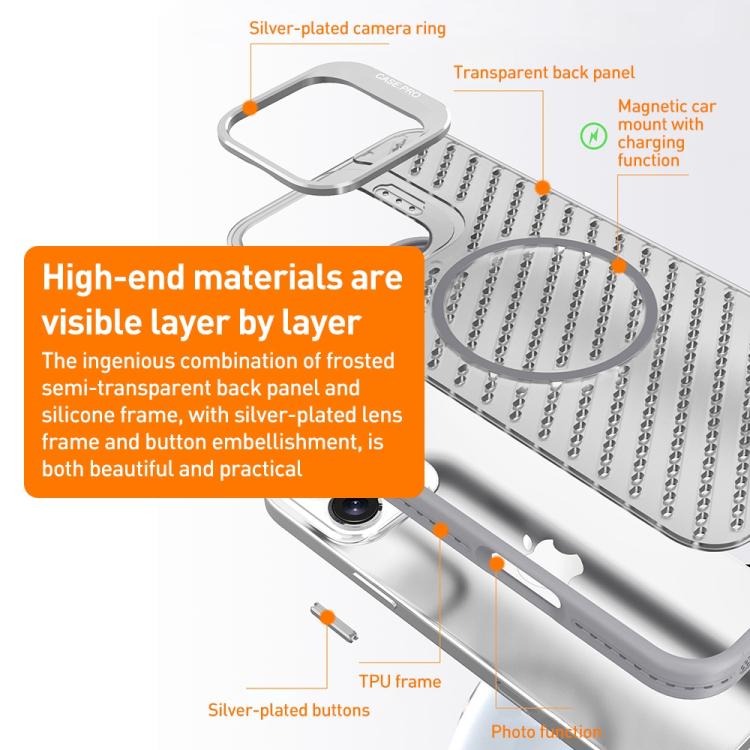 For iPhone 15 Pro O-Shape Hollow Cooling Lens Holder MagSafe Phone Case