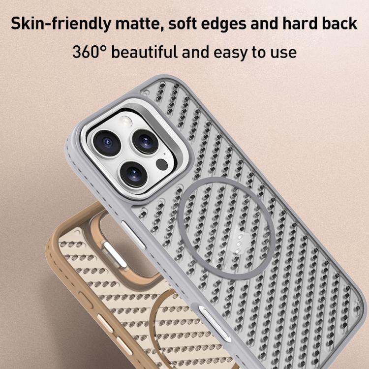 For iPhone 15 Pro O-Shape Hollow Cooling Lens Holder MagSafe Phone Case
