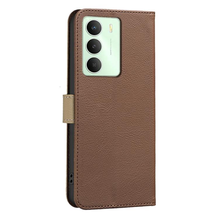 For Realme 14X 5G Splicing Color Hollow Flower Pattern RFID Leather Phone Case