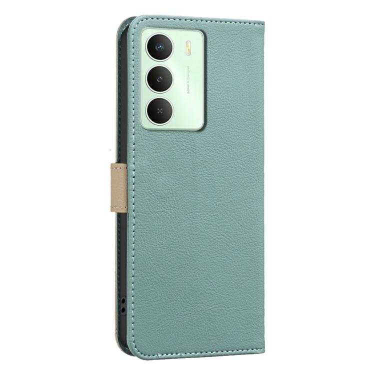 For Realme 14X 5G Splicing Color Hollow Flower Pattern RFID Leather Phone Case