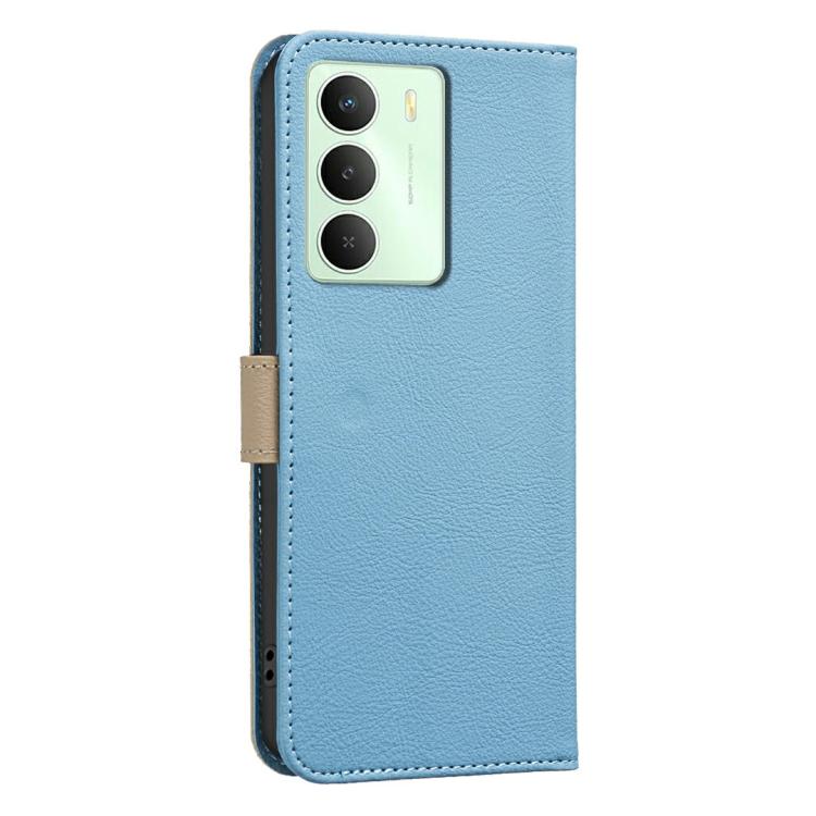 For Realme 14X 5G Splicing Color Hollow Flower Pattern RFID Leather Phone Case