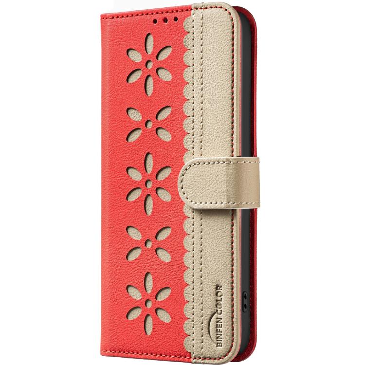 For Realme C71 4G Global Splicing Color Hollow Flower Pattern RFID Leather Phone Case