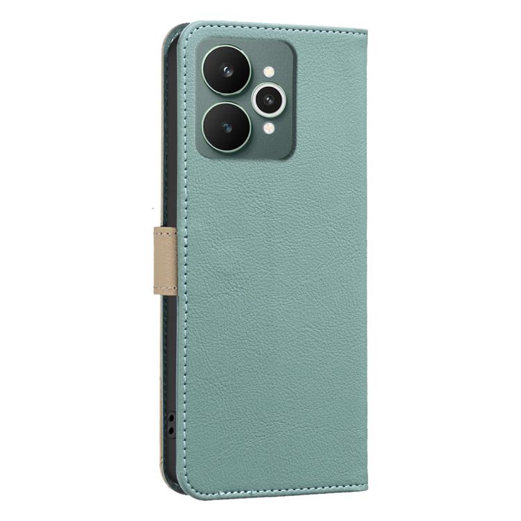 For Realme 15 5G Splicing Color Hollow Flower Pattern RFID Leather Phone Case
