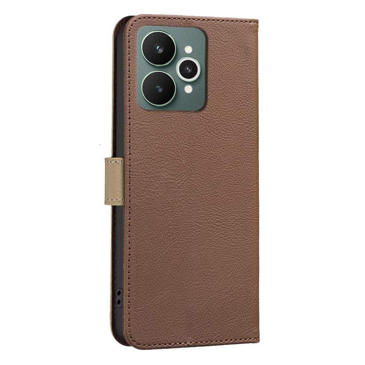 For Realme 15 Pro 5G Splicing Color Hollow Flower Pattern RFID Leather Phone Case