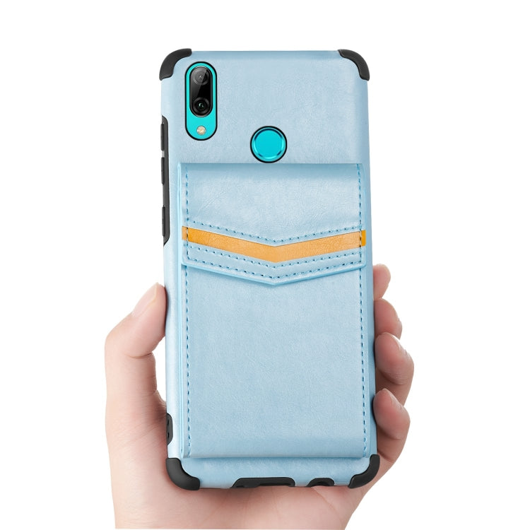 For Huawei P smart (2019) Flip Card Bag Copper Buckle TPU + PU Leather Back Cover Shockproof Case with Card Slots & Photo Frame