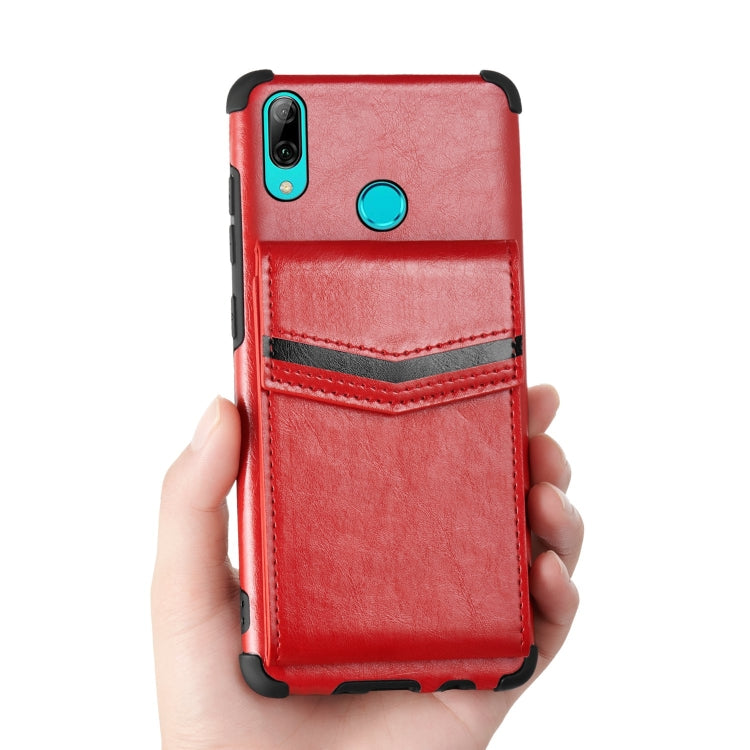 For Huawei P smart (2019) Flip Card Bag Copper Buckle TPU + PU Leather Back Cover Shockproof Case with Card Slots & Photo Frame