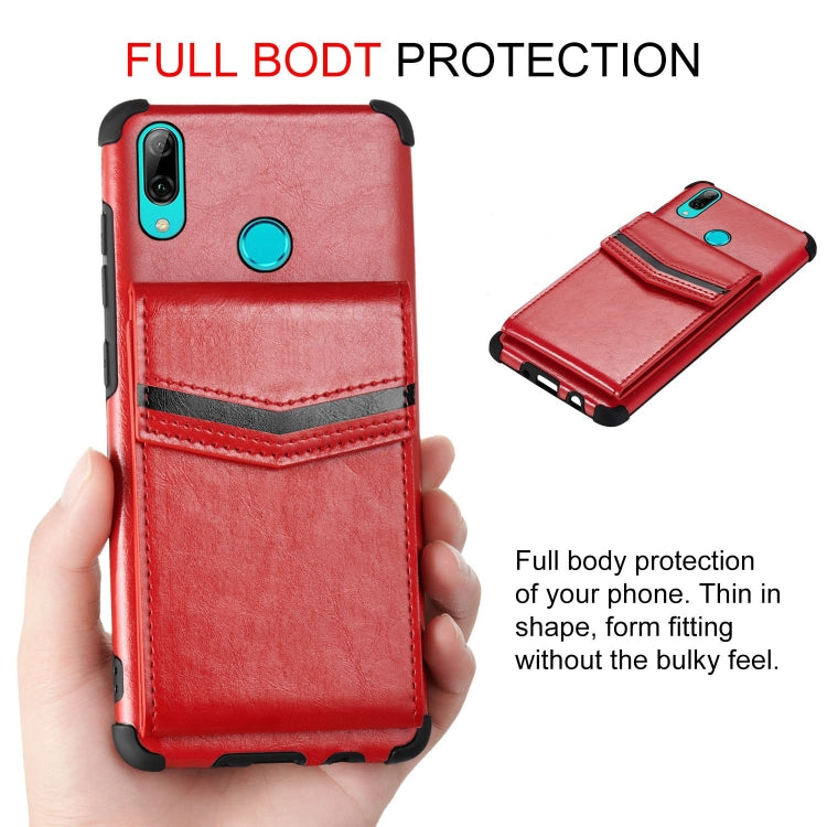 For Huawei P smart (2019) Flip Card Bag Copper Buckle TPU + PU Leather Back Cover Shockproof Case with Card Slots & Photo Frame