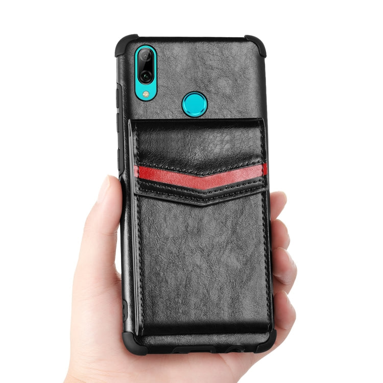 For Huawei P smart (2019) Flip Card Bag Copper Buckle TPU + PU Leather Back Cover Shockproof Case with Card Slots & Photo Frame