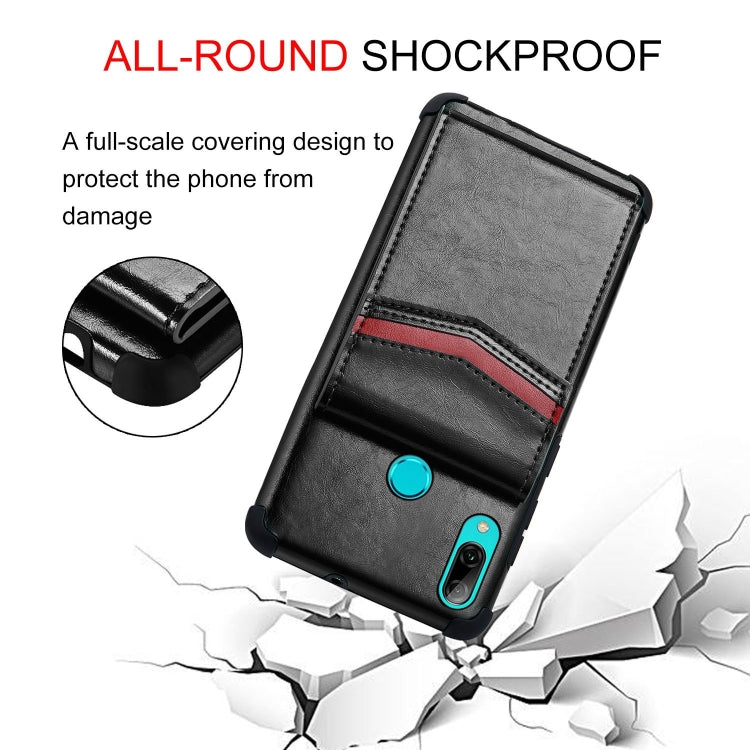 For Huawei P smart (2019) Flip Card Bag Copper Buckle TPU + PU Leather Back Cover Shockproof Case with Card Slots & Photo Frame