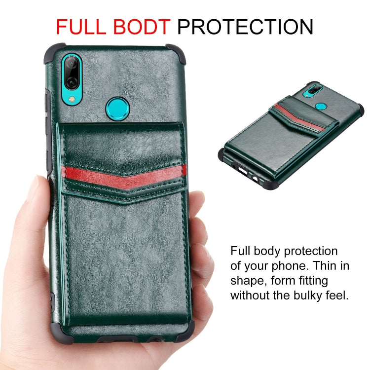 For Huawei P smart (2019) Flip Card Bag Copper Buckle TPU + PU Leather Back Cover Shockproof Case with Card Slots & Photo Frame