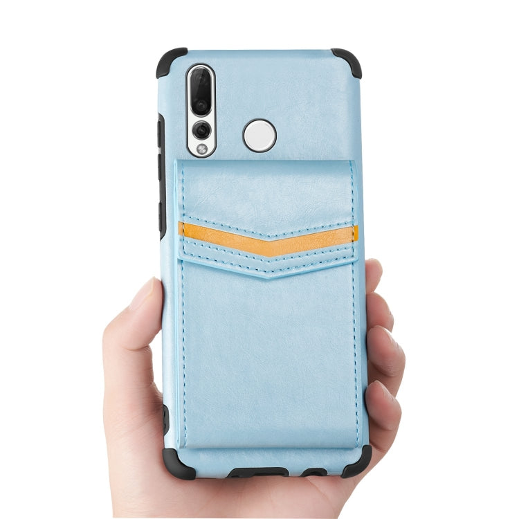 For Huawei P smart Z Flip Card Bag Copper Buckle TPU + PU Leather Back Cover Shockproof Case with Card Slots & Photo Frame