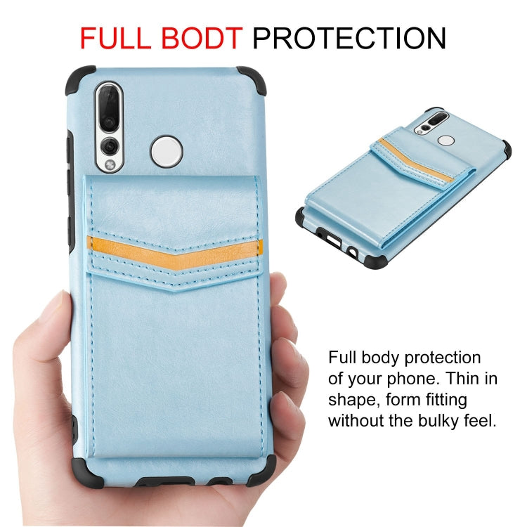For Huawei P smart Z Flip Card Bag Copper Buckle TPU + PU Leather Back Cover Shockproof Case with Card Slots & Photo Frame