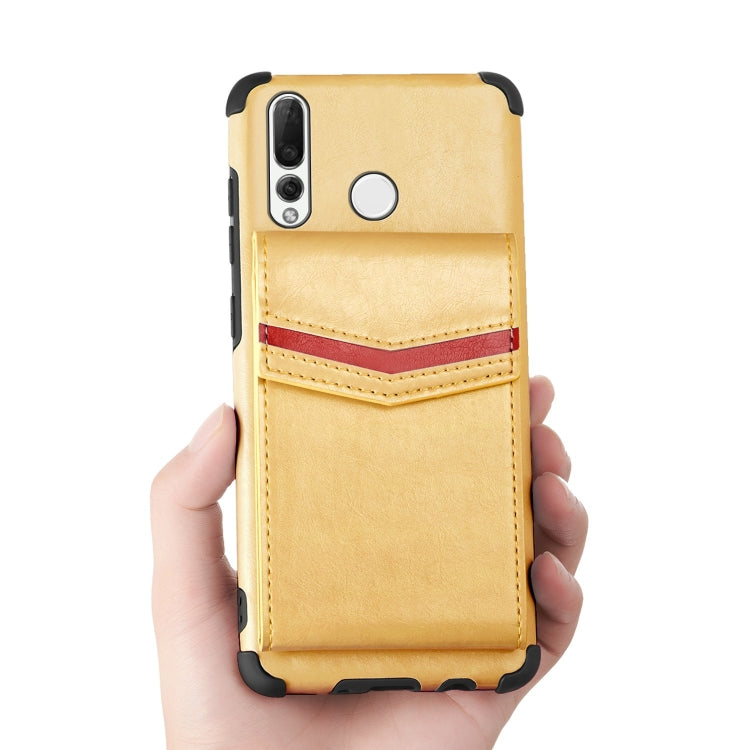 For Huawei P smart Z Flip Card Bag Copper Buckle TPU + PU Leather Back Cover Shockproof Case with Card Slots & Photo Frame