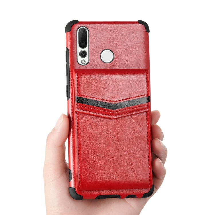 For Huawei P smart Z Flip Card Bag Copper Buckle TPU + PU Leather Back Cover Shockproof Case with Card Slots & Photo Frame