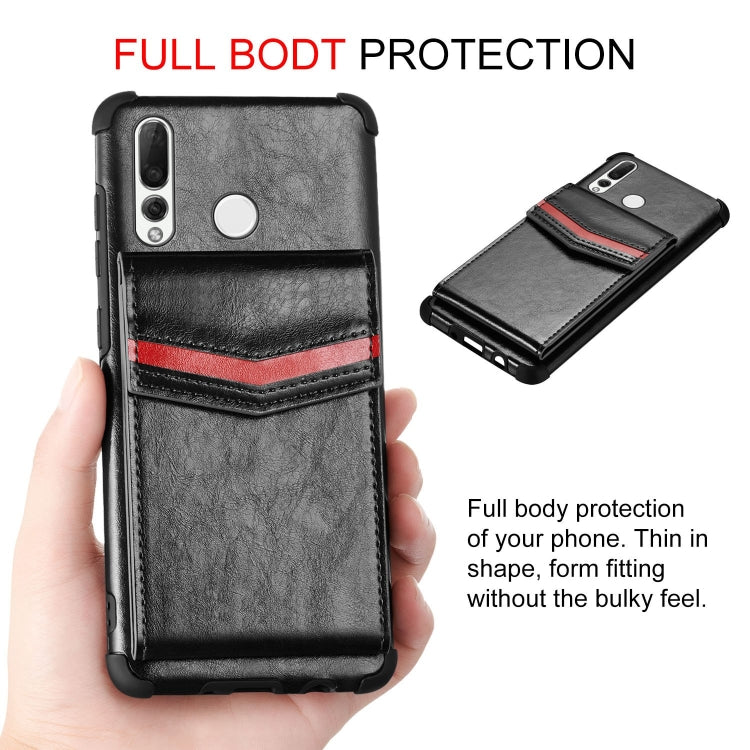 For Huawei P smart Z Flip Card Bag Copper Buckle TPU + PU Leather Back Cover Shockproof Case with Card Slots & Photo Frame