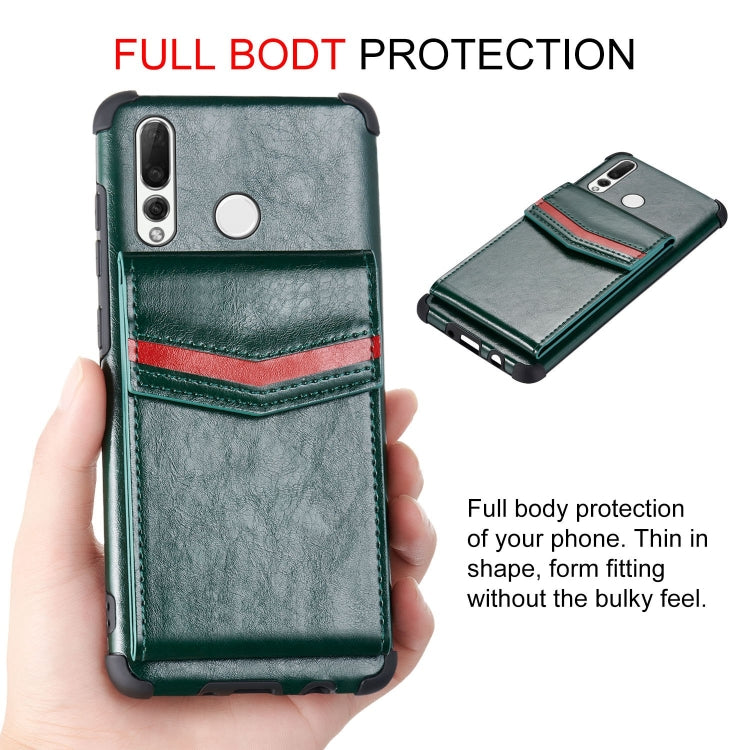 For Huawei P smart Z Flip Card Bag Copper Buckle TPU + PU Leather Back Cover Shockproof Case with Card Slots & Photo Frame