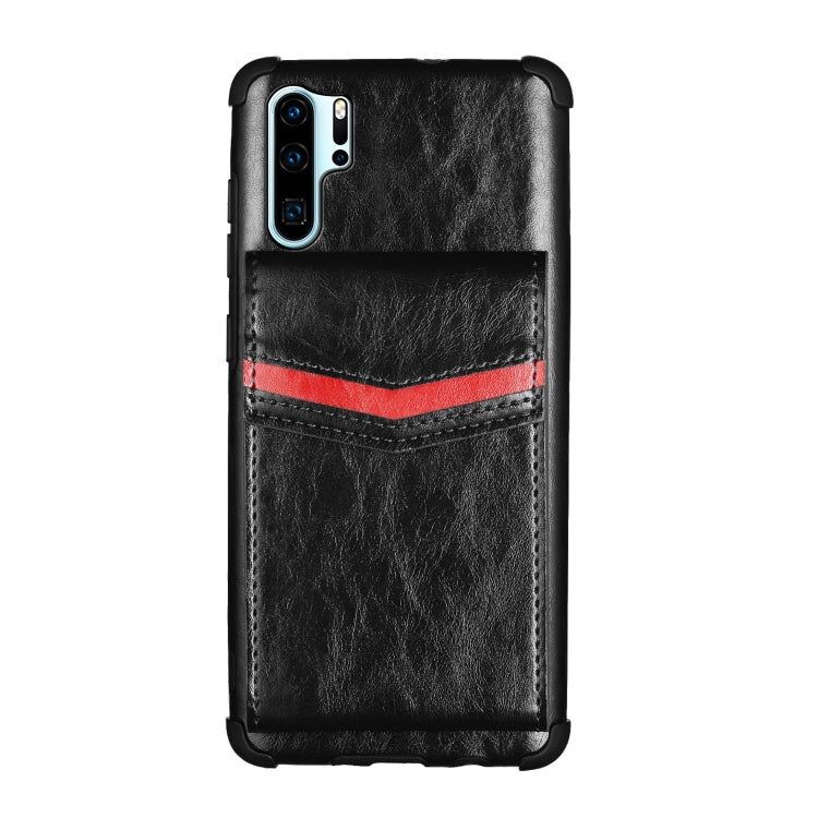 For Huawei P30 Pro Flip Card Bag Copper Buckle TPU + PU Leather Back Cover Shockproof Case with Card Slots & Photo Frame