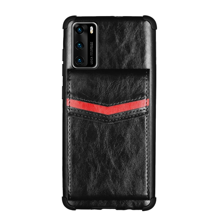 For Huawei P40 Flip Card Bag Copper Buckle TPU + PU Leather Back Cover Shockproof Case with Card Slots & Photo Frame