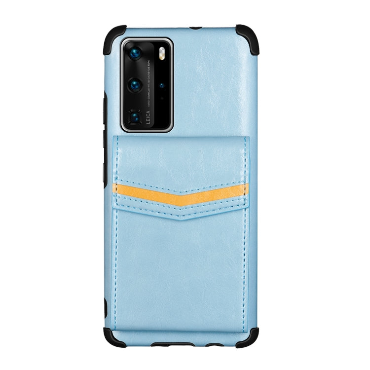For Huawei P40 Pro Flip Card Bag Copper Buckle TPU + PU Leather Back Cover Shockproof Case with Card Slots & Photo Frame