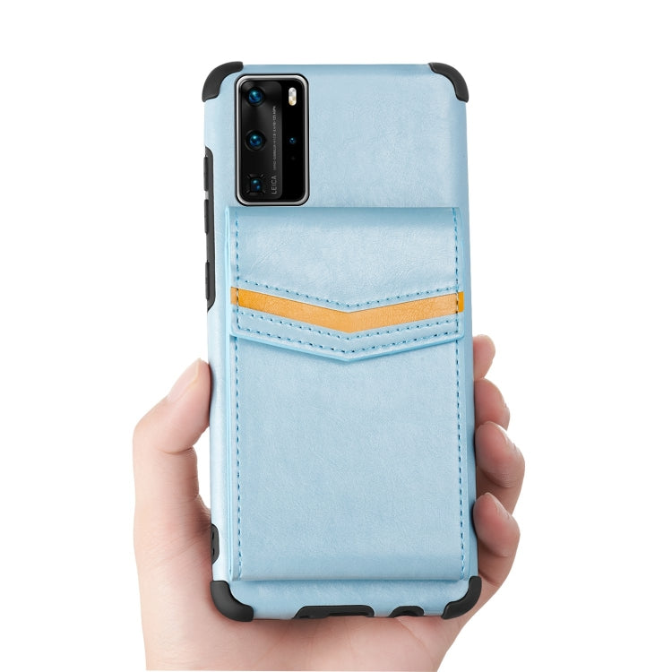 For Huawei P40 Pro Flip Card Bag Copper Buckle TPU + PU Leather Back Cover Shockproof Case with Card Slots & Photo Frame