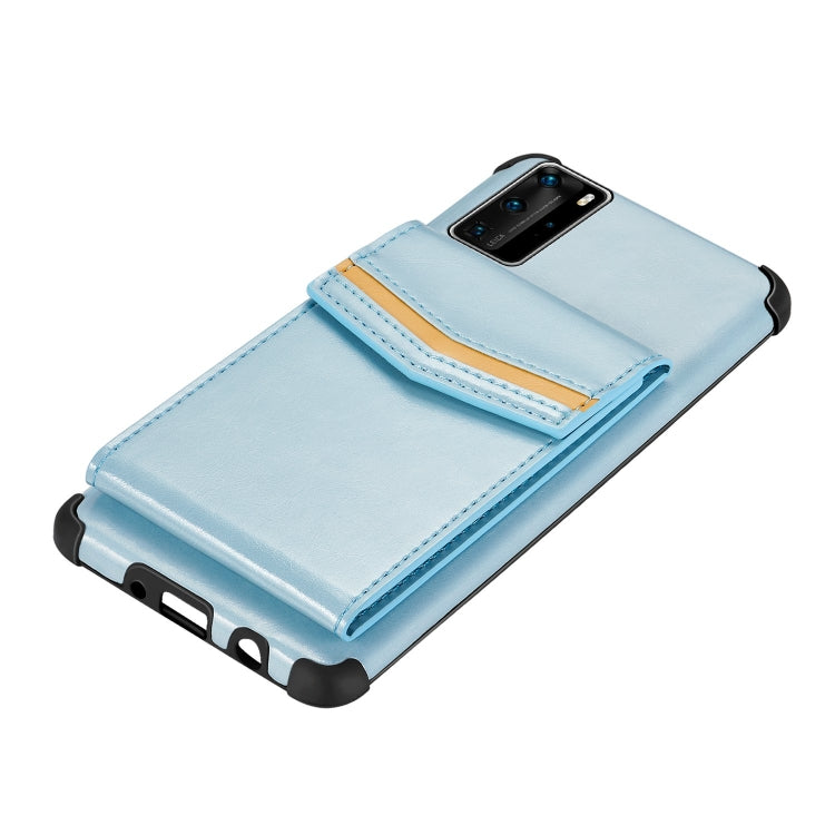 For Huawei P40 Pro Flip Card Bag Copper Buckle TPU + PU Leather Back Cover Shockproof Case with Card Slots & Photo Frame