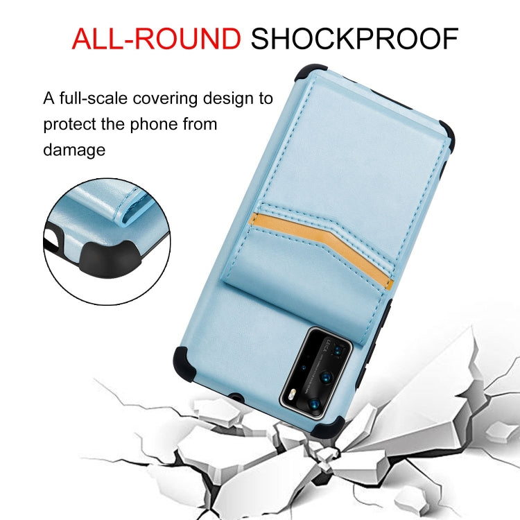 For Huawei P40 Pro Flip Card Bag Copper Buckle TPU + PU Leather Back Cover Shockproof Case with Card Slots & Photo Frame