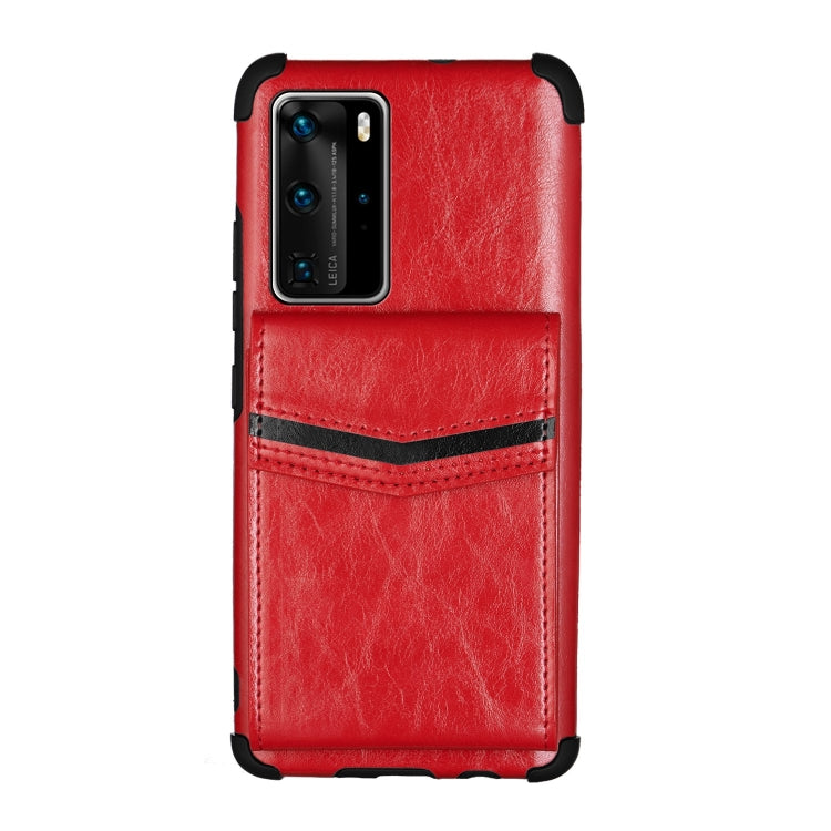 For Huawei P40 Pro Flip Card Bag Copper Buckle TPU + PU Leather Back Cover Shockproof Case with Card Slots & Photo Frame