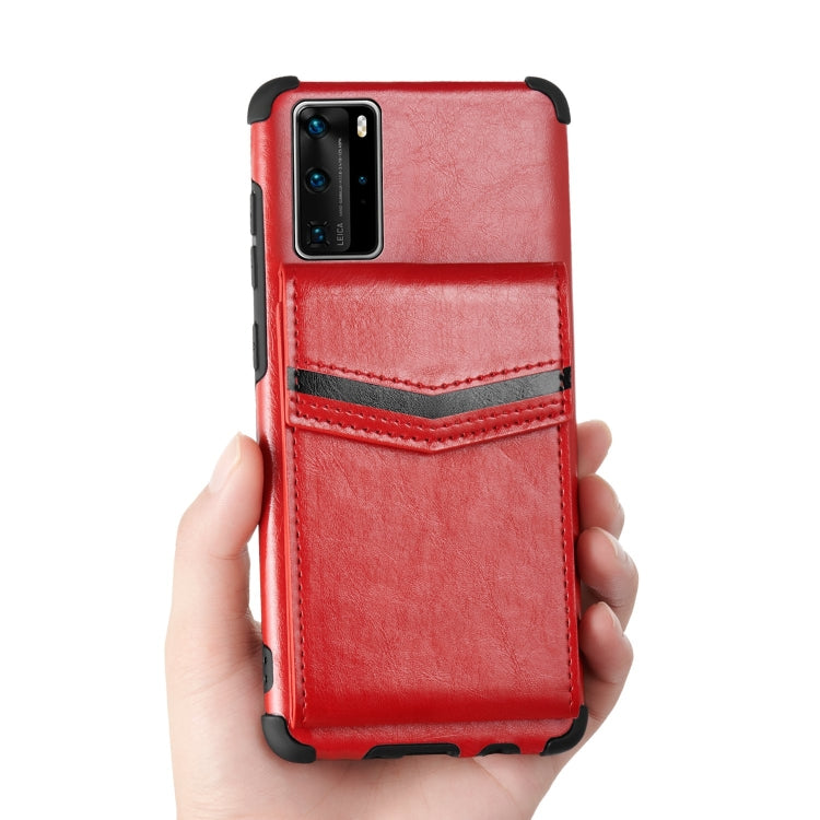 For Huawei P40 Pro Flip Card Bag Copper Buckle TPU + PU Leather Back Cover Shockproof Case with Card Slots & Photo Frame