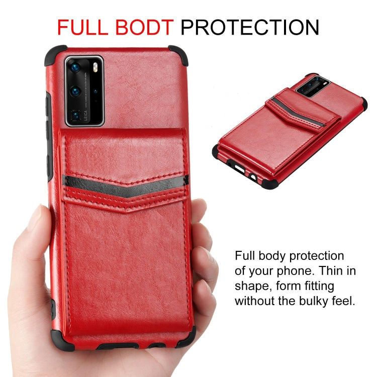 For Huawei P40 Pro Flip Card Bag Copper Buckle TPU + PU Leather Back Cover Shockproof Case with Card Slots & Photo Frame