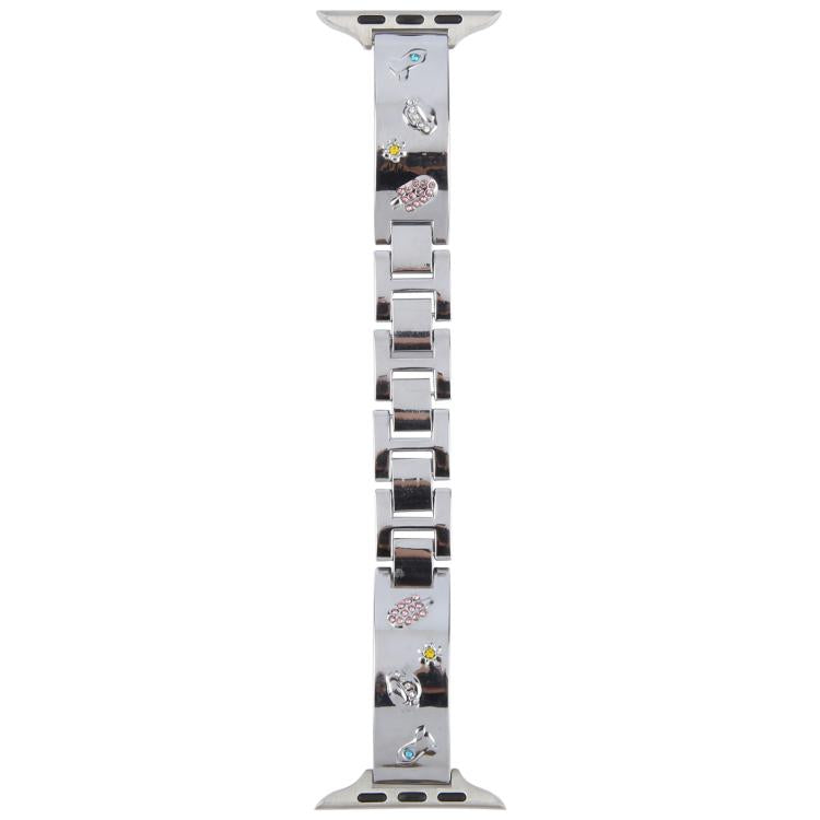 For Apple Watch 46mm / 49mm / 45mm / 44mm Diamond Quick Release Chain Bracelet Metal Watch Band