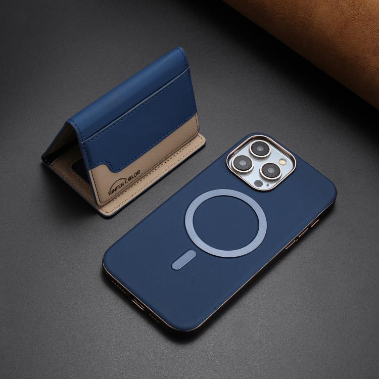 For iPhone 16 Pro Max Colour Matching Horizontal Magnetic Card Bag RFID MagSafe Phone Case