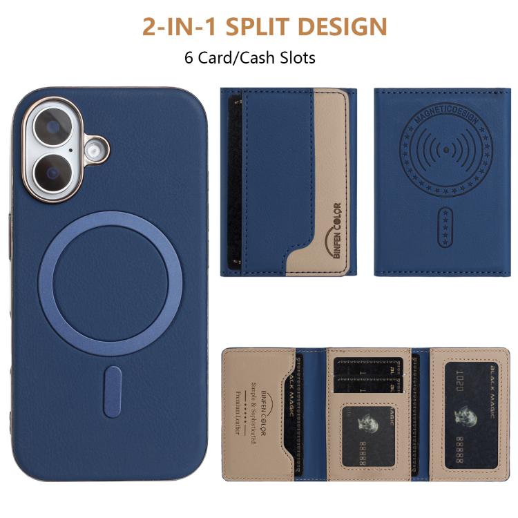 For iPhone 16 Plus Colour Matching Horizontal Magnetic Card Bag RFID MagSafe Phone Case