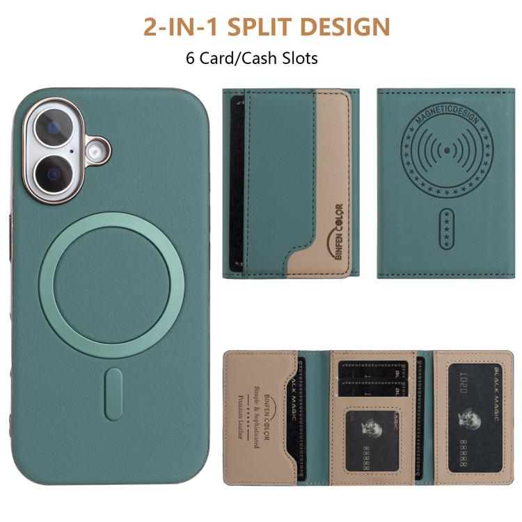 For iPhone 16 Plus Colour Matching Horizontal Magnetic Card Bag RFID MagSafe Phone Case
