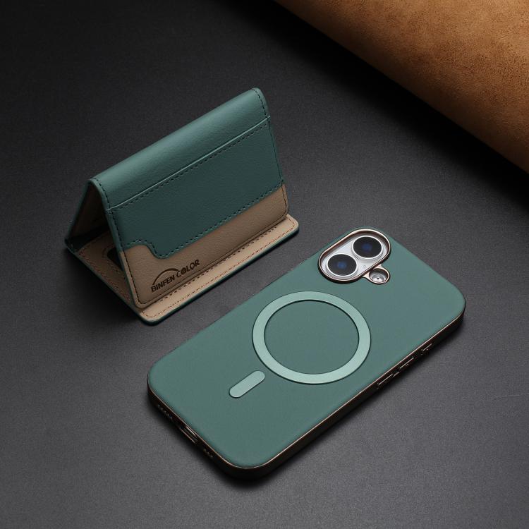 For iPhone 16 Plus Colour Matching Horizontal Magnetic Card Bag RFID MagSafe Phone Case