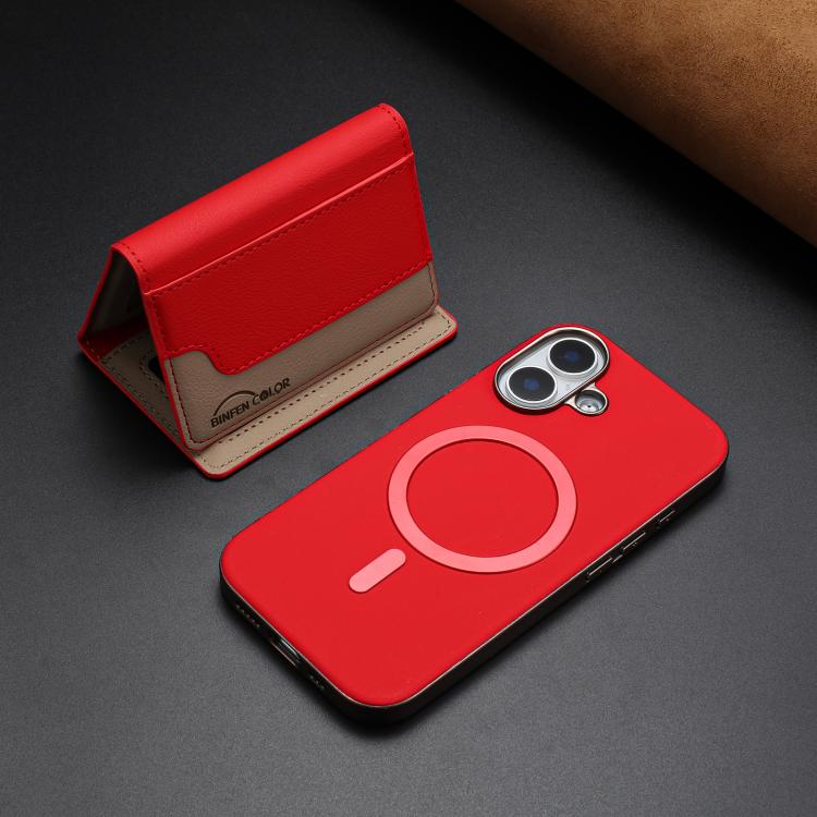 For iPhone 16 Plus Colour Matching Horizontal Magnetic Card Bag RFID MagSafe Phone Case