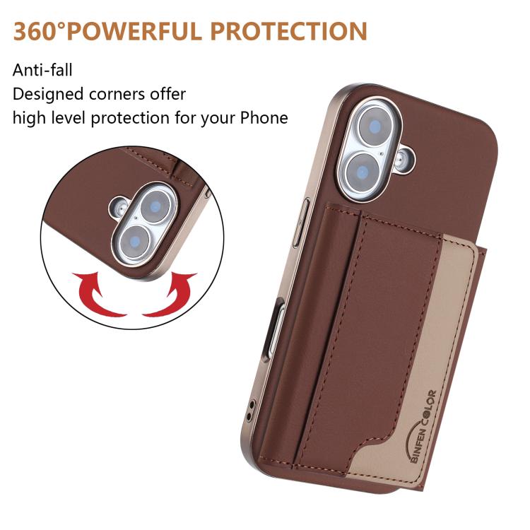 For iPhone 16 Plus Colour Matching Horizontal Magnetic Card Bag RFID MagSafe Phone Case