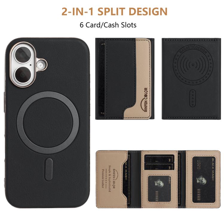 For iPhone 16 Plus Colour Matching Horizontal Magnetic Card Bag RFID MagSafe Phone Case