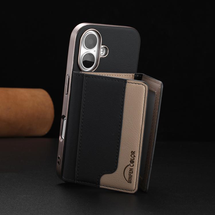 For iPhone 16 Plus Colour Matching Horizontal Magnetic Card Bag RFID MagSafe Phone Case