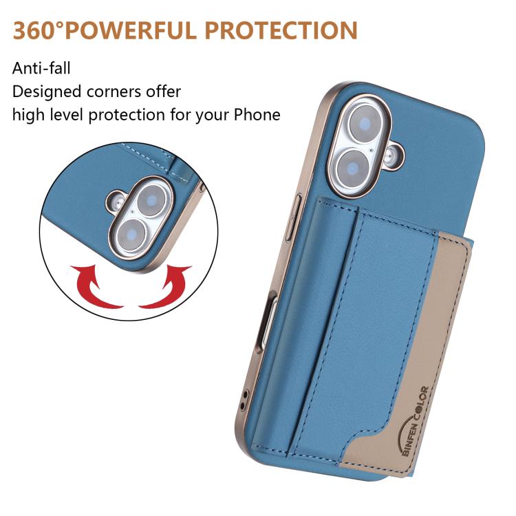For iPhone 16 Plus Colour Matching Horizontal Magnetic Card Bag RFID MagSafe Phone Case