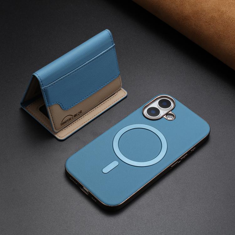 For iPhone 16 Plus Colour Matching Horizontal Magnetic Card Bag RFID MagSafe Phone Case