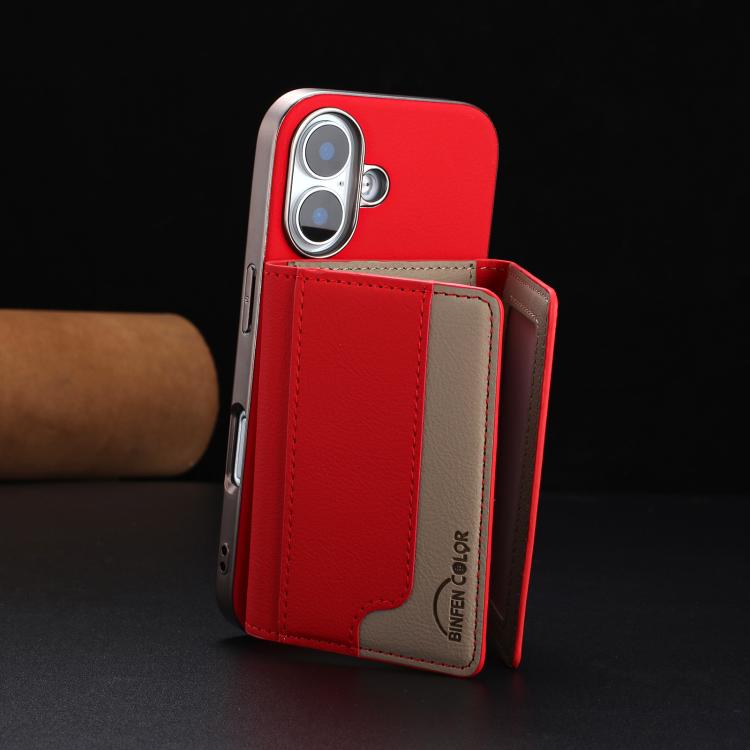 For iPhone 16 Colour Matching Horizontal Magnetic Card Bag RFID MagSafe Phone Case