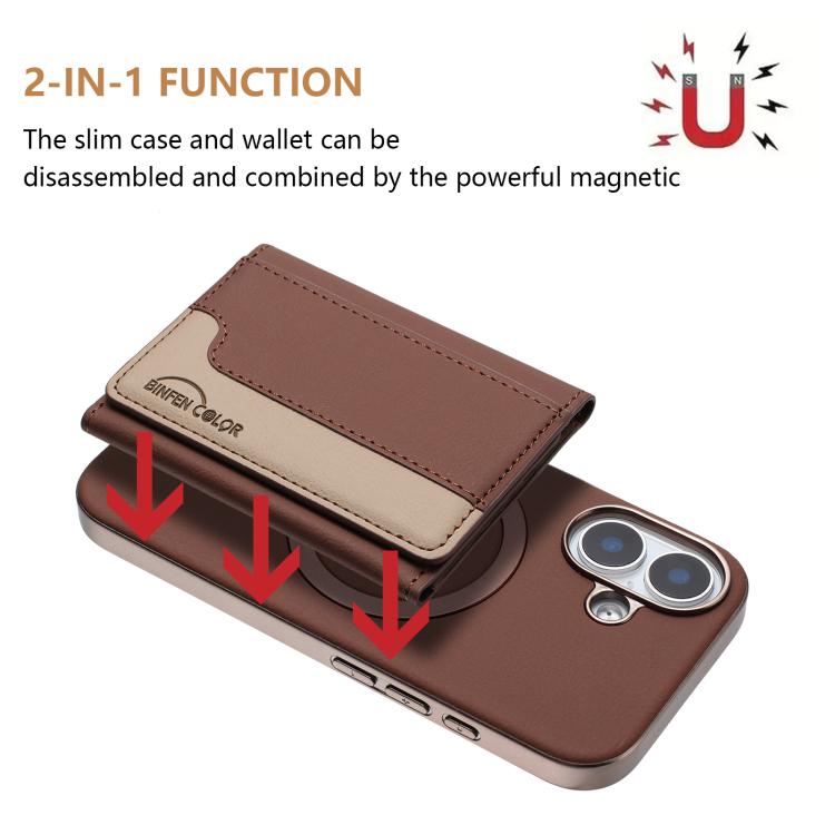 For iPhone 16 Colour Matching Horizontal Magnetic Card Bag RFID MagSafe Phone Case