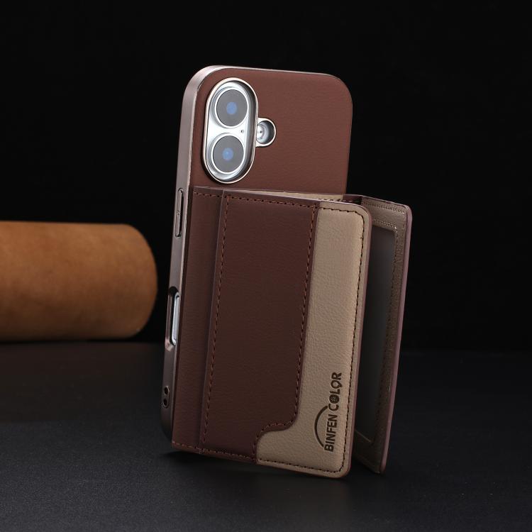 For iPhone 16 Colour Matching Horizontal Magnetic Card Bag RFID MagSafe Phone Case