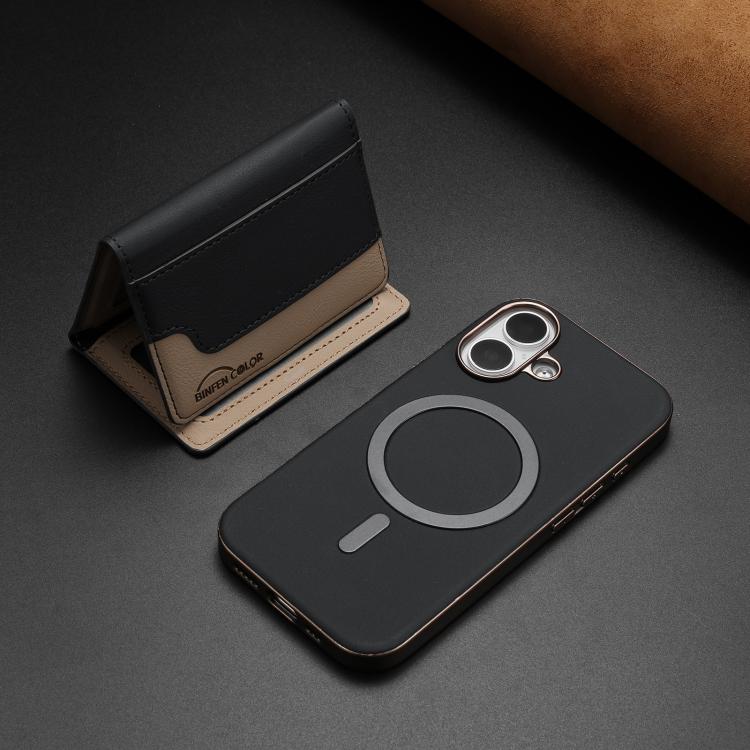 For iPhone 16 Colour Matching Horizontal Magnetic Card Bag RFID MagSafe Phone Case