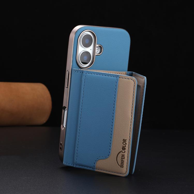 For iPhone 16 Colour Matching Horizontal Magnetic Card Bag RFID MagSafe Phone Case