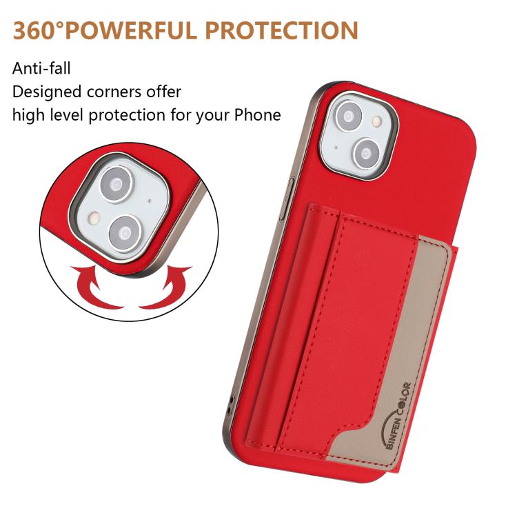 For iPhone 15 Plus Colour Matching Horizontal Magnetic Card Bag RFID MagSafe Phone Case