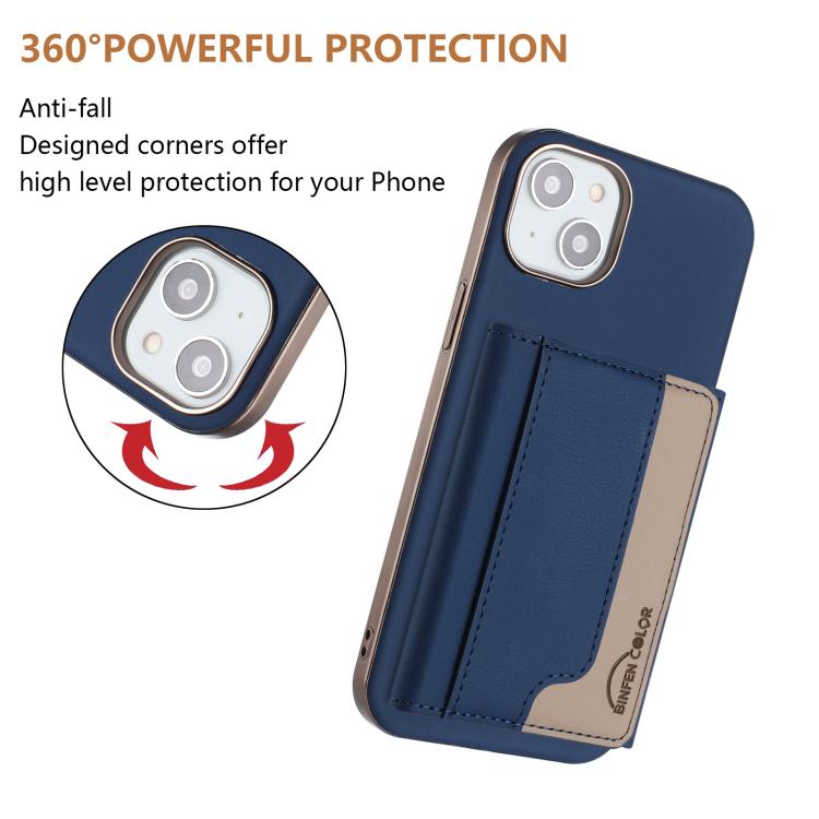 For iPhone 15 Colour Matching Horizontal Magnetic Card Bag RFID MagSafe Phone Case