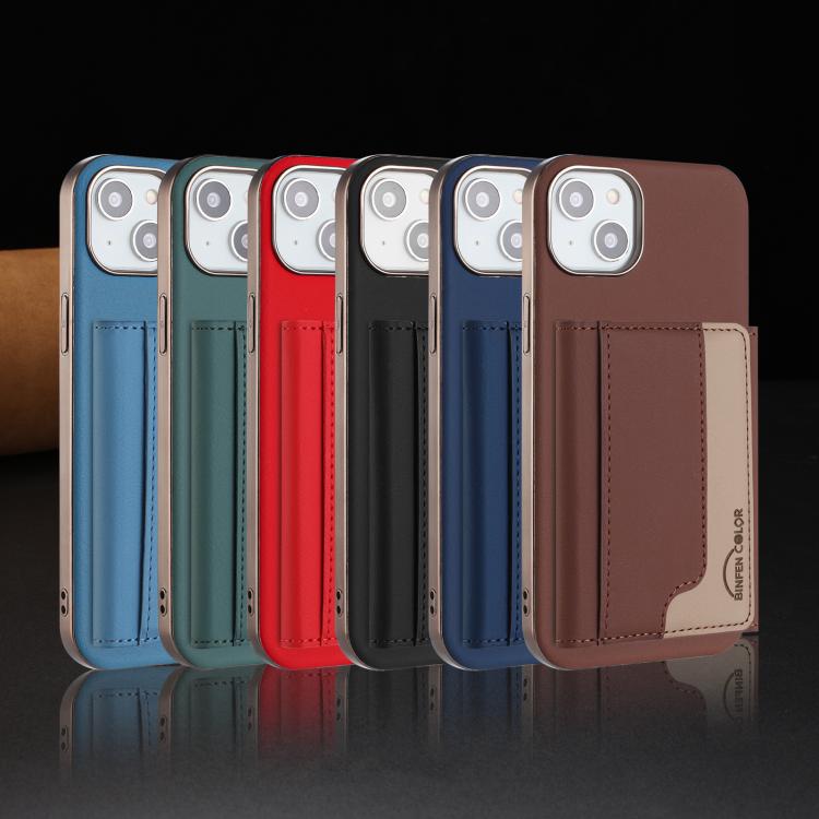 For iPhone 15 Colour Matching Horizontal Magnetic Card Bag RFID MagSafe Phone Case