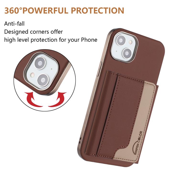 For iPhone 14 Plus Colour Matching Horizontal Magnetic Card Bag RFID MagSafe Phone Case