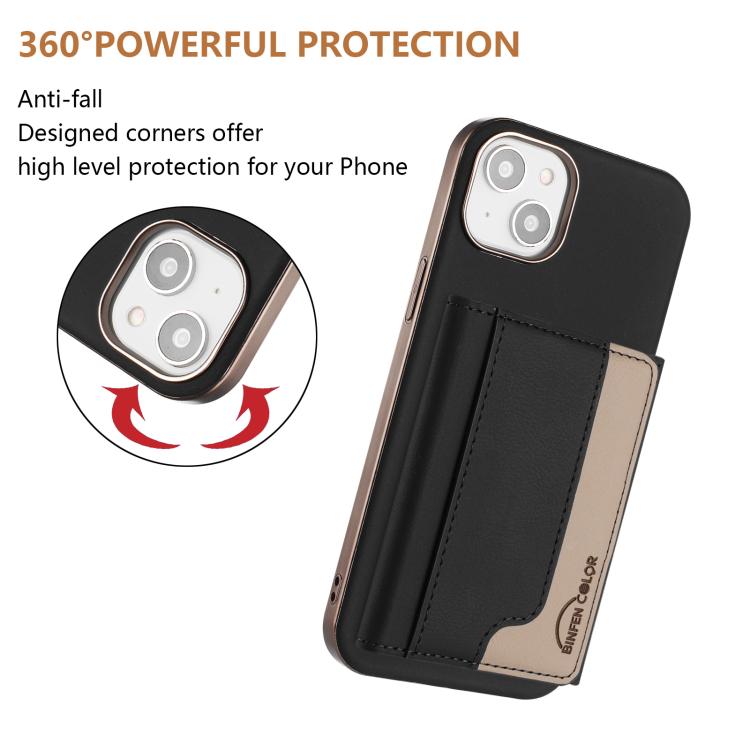 For iPhone 14 Plus Colour Matching Horizontal Magnetic Card Bag RFID MagSafe Phone Case